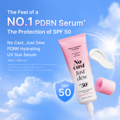 Korean PDRN Dewy Sun Serum SPF 50 – Hydrating, Cooling & No White Cast