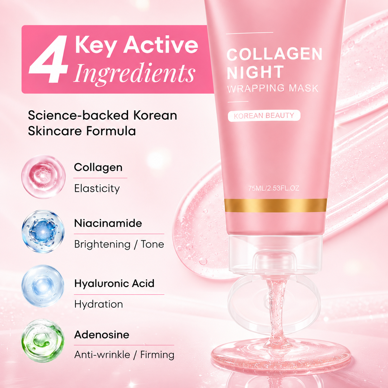 Overnight collagen mask skincare result