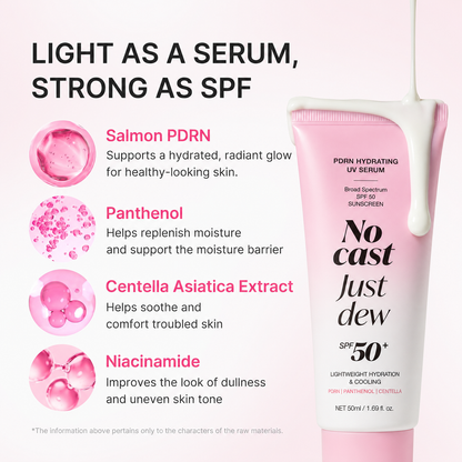 Korean PDRN Dewy Sun Serum SPF 50 – Hydrating, Cooling & No White Cast