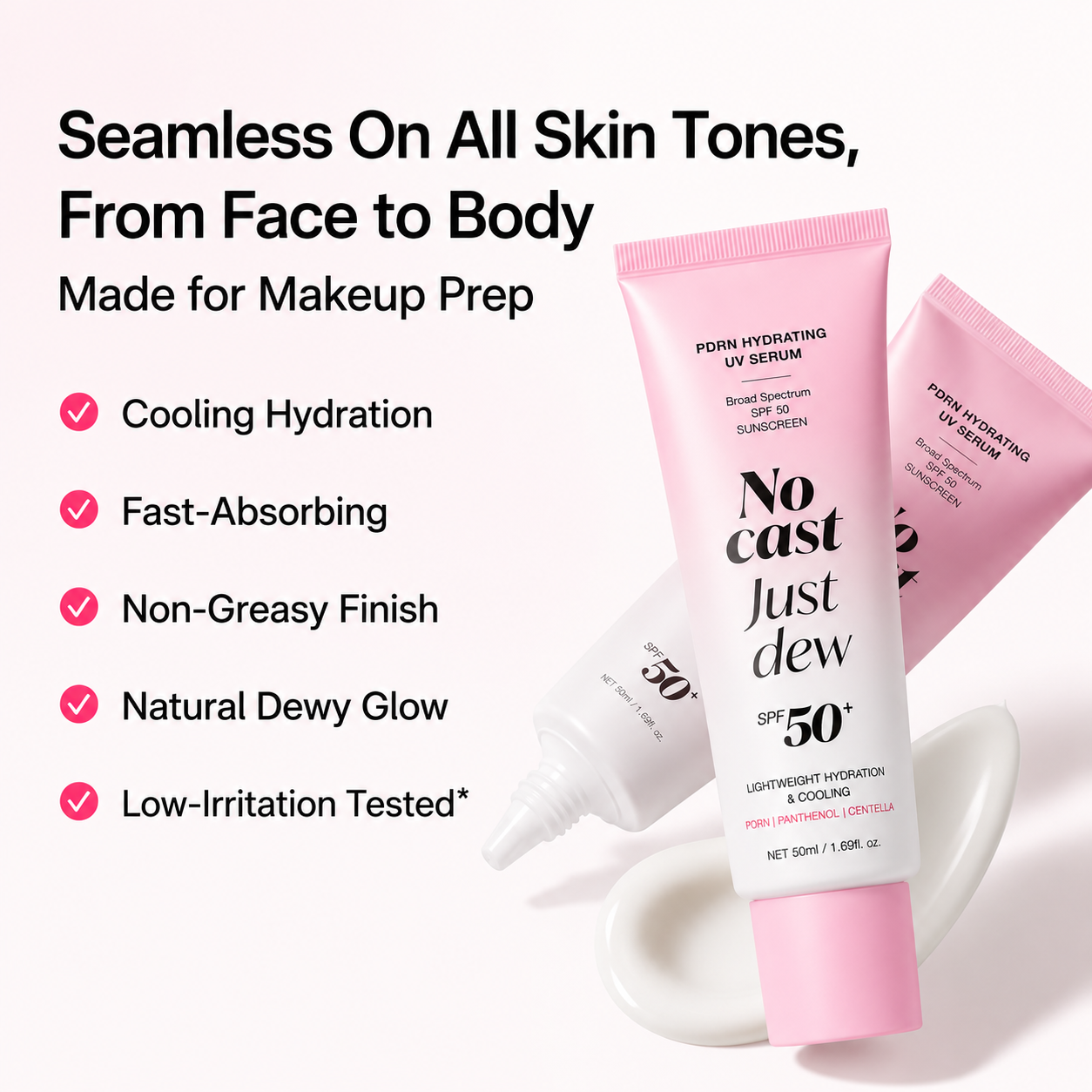 Korean PDRN Dewy Sun Serum SPF 50 – Hydrating, Cooling & No White Cast