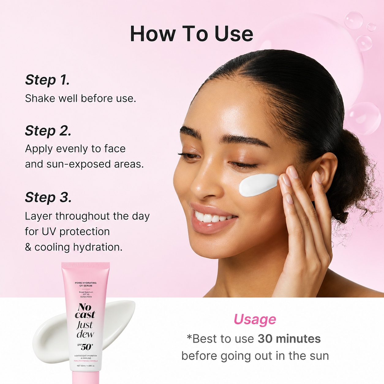 Korean PDRN Dewy Sun Serum SPF 50 – Hydrating, Cooling & No White Cast