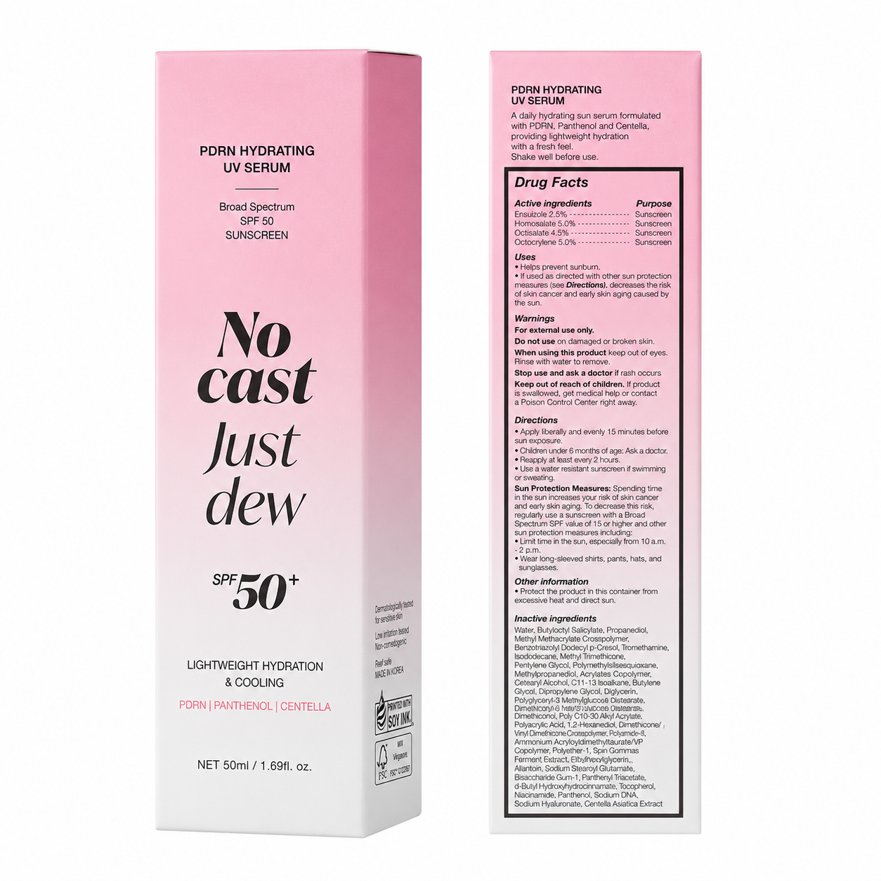 Korean PDRN Dewy Sun Serum SPF 50 – Hydrating, Cooling & No White Cast