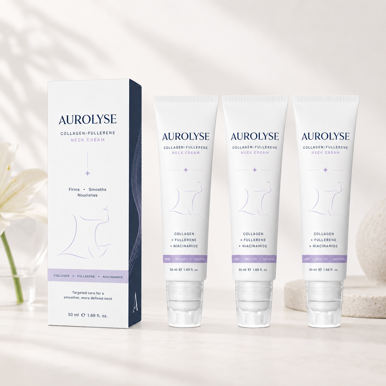5-Roller Neck Firming Cream – Collagen & Hyaluronic Acid for Smoother, Tighter-Looking Neck Skin