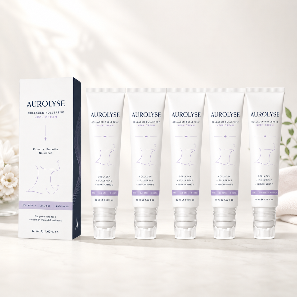 5-Roller Neck Firming Cream – Collagen & Hyaluronic Acid for Smoother, Tighter-Looking Neck Skin